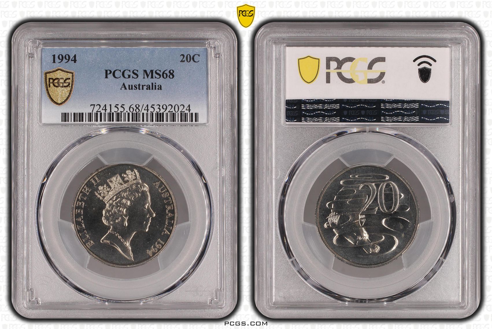 1994 Australia Twenty Cent, 20c PCGS - MS68 -024