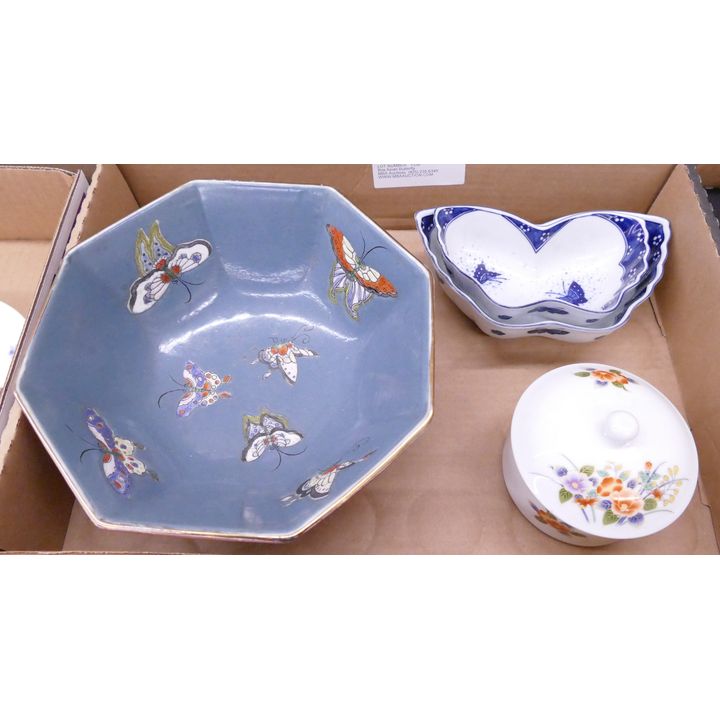 Box Asian Butterfly Porcelain- 4pc