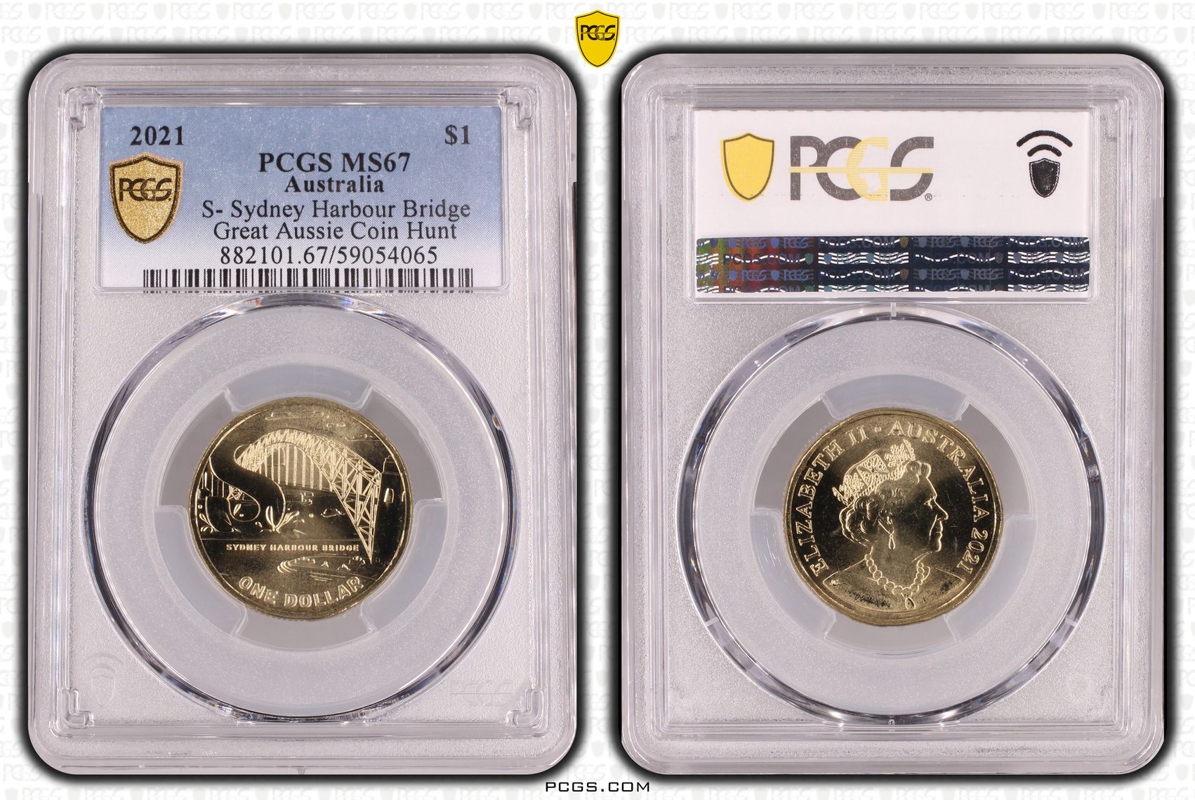 S- Sydney Harbour Bridge Great Aussie Coin Hunt, POP 2/0, One Dollar, 2021, PCGS MS67