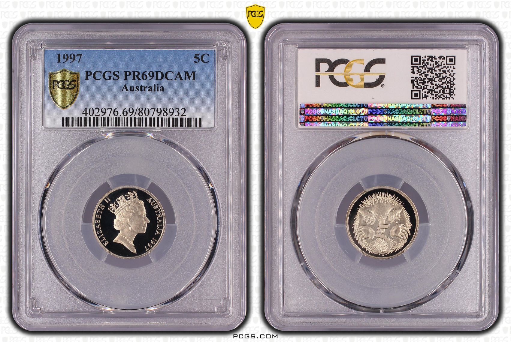Elizabeth II, Five Cent, 1997, PCGS PR69DCAM