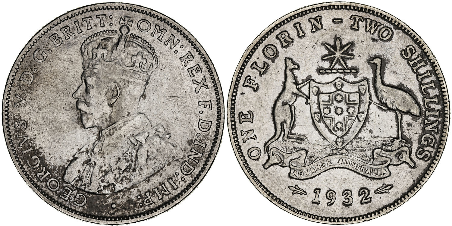 George V, Florin, 1932, aFine