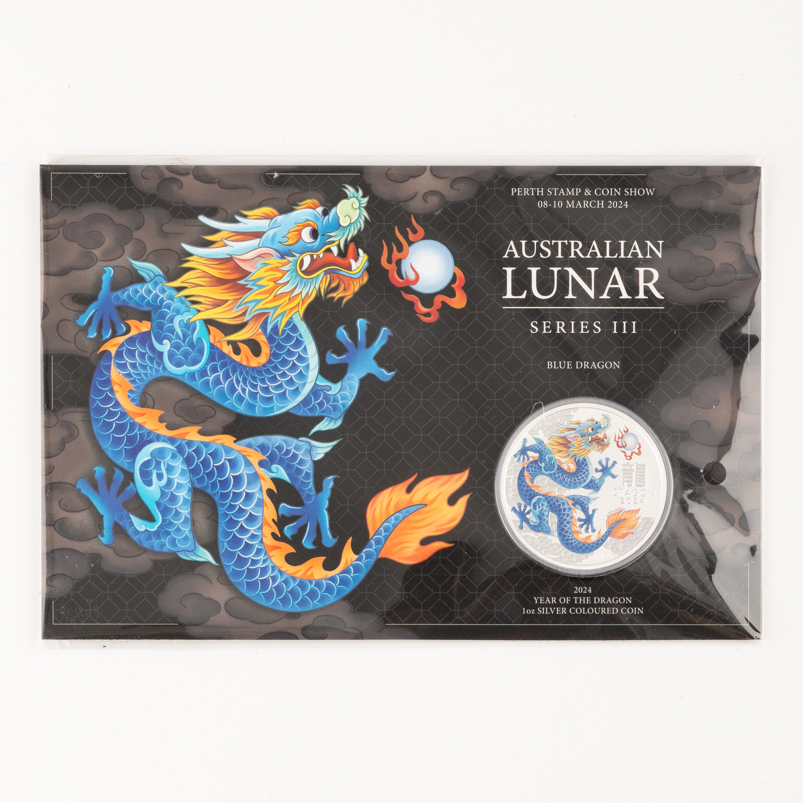 Perth Mint - Lunar Series III, Blue Dragon, One Dollar, 2024, UNC
