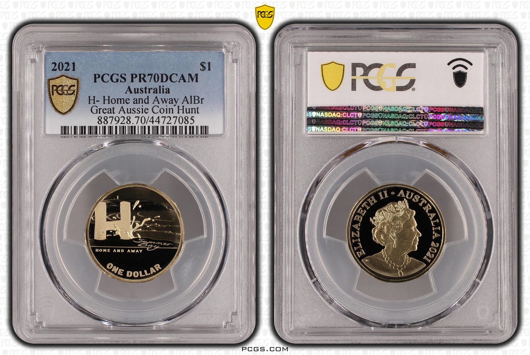 Elizabeth II, H- Home and Away AlBr, POP 16/0, One Dollar, 2021, PCGS PR70DCAM