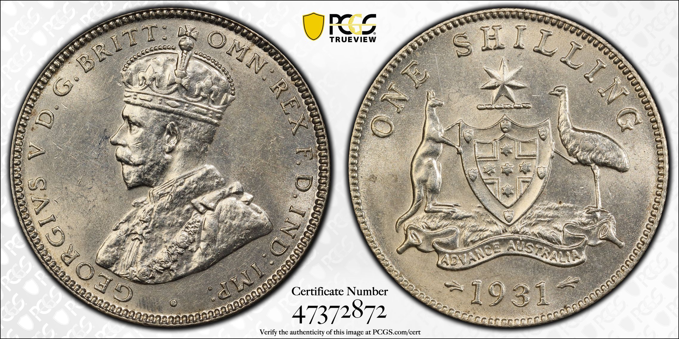 George V, Shilling, 1931, PCGS MS63