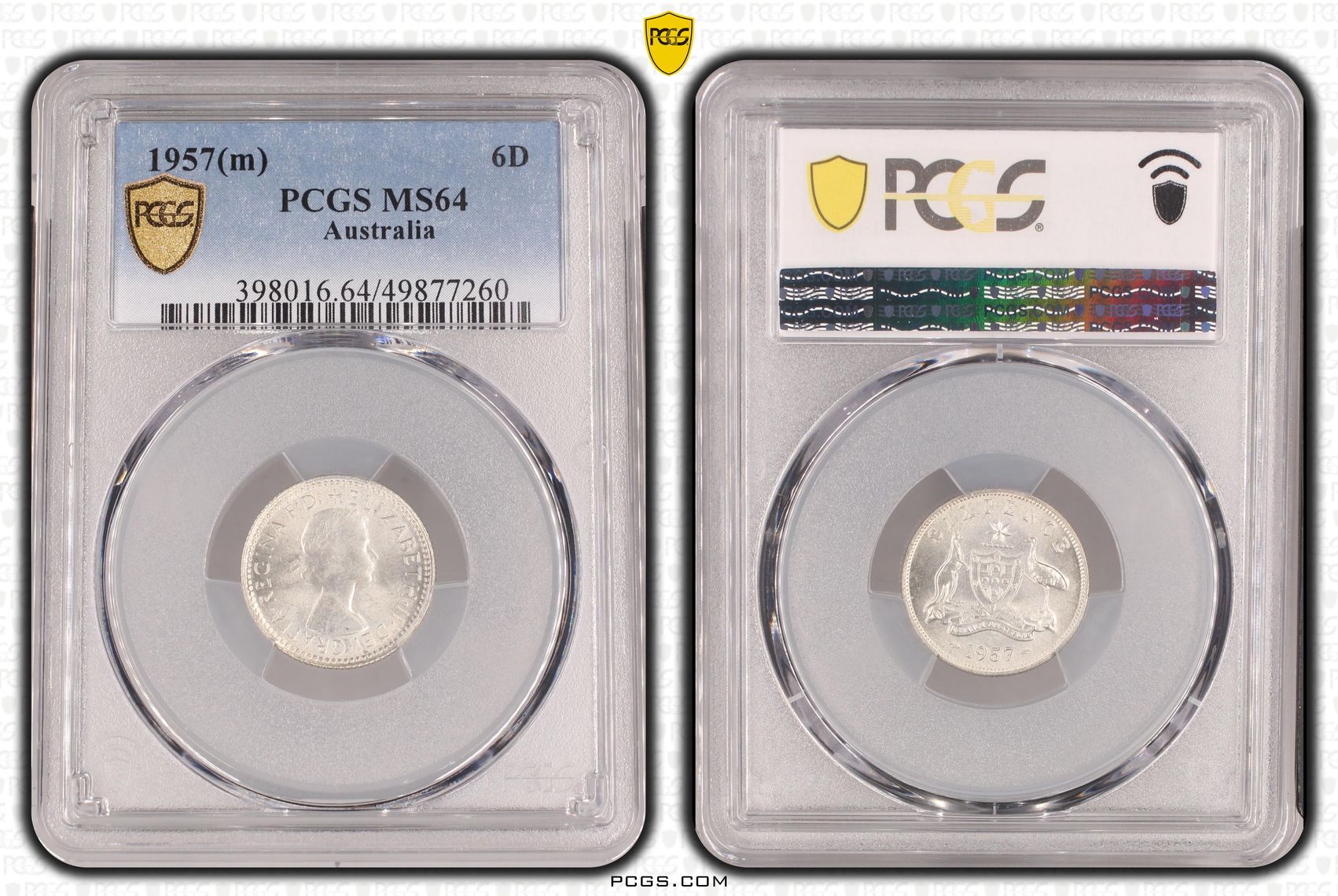 Elizabeth II, , Sixpence, 1957(m), PCGS MS64