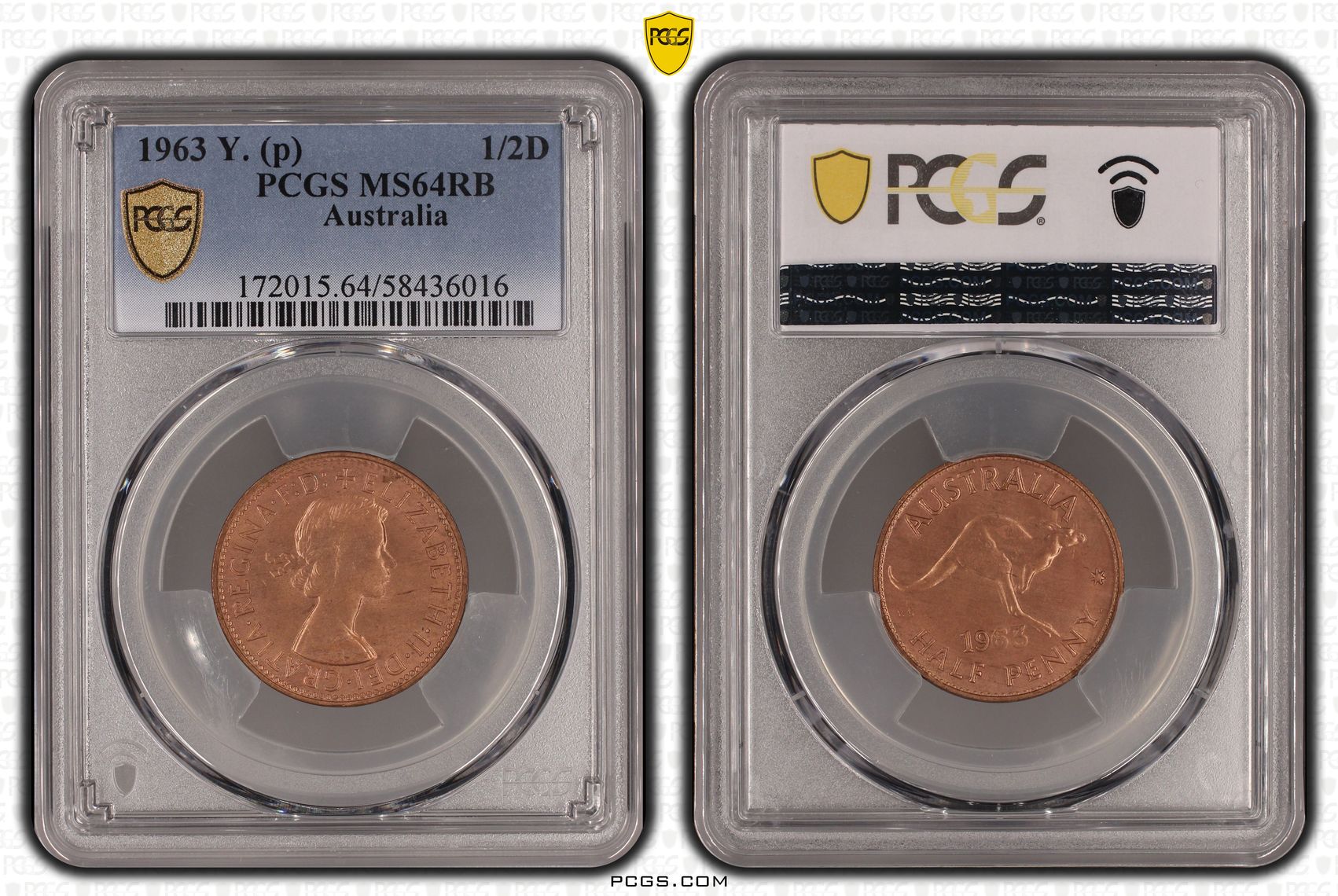 Half penny, 1963 Y. (p), PCGS MS64RB