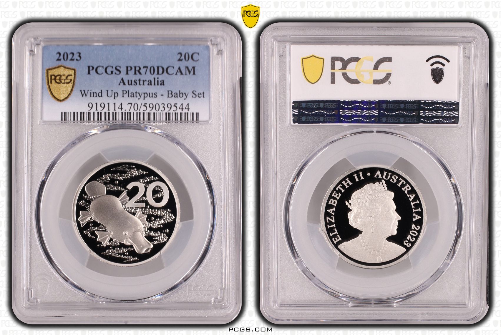 Wind Up Platypus - Baby Set, Twenty Cent, 2023, PCGS PR70DCAM