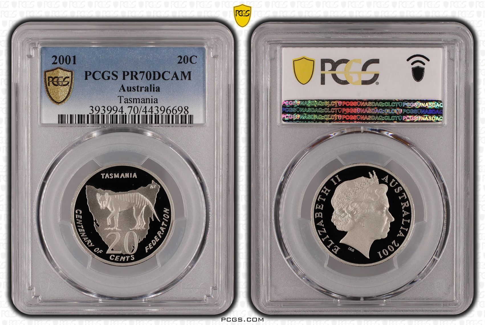 2001 Australia Twenty Cent, 20c Tasmania PCGS - PR70DCAM POP 44/0 -698