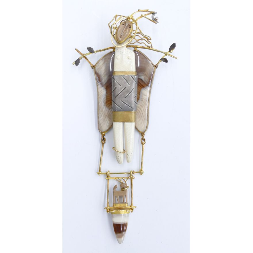 Carolyn Morris Bach 18k-22k Aleutian Style Art Pendant