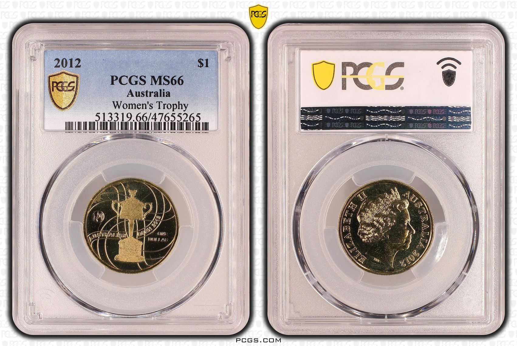 Elizabeth II, Women's Trophy, One Dollar, 2012, PCGS MS66