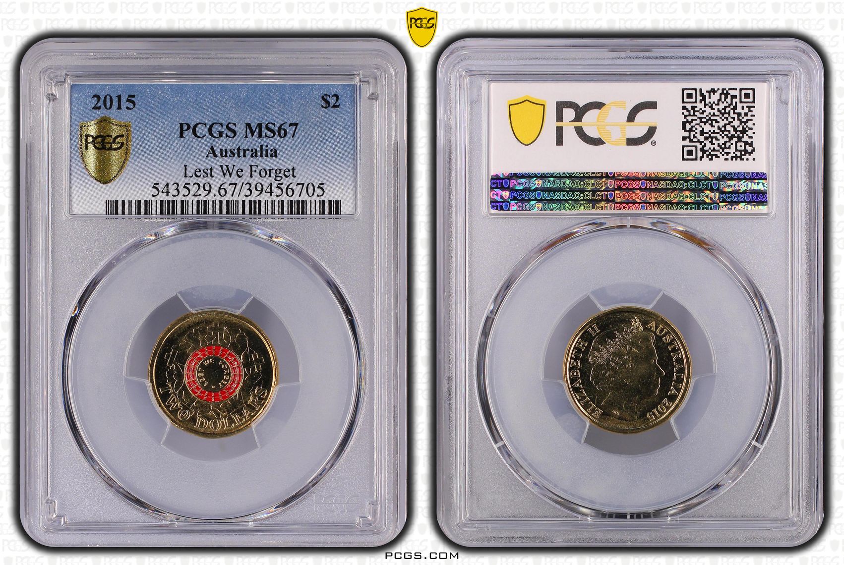 Lest We Forget Colorized, Two Dollar, 2015, PCGS MS67