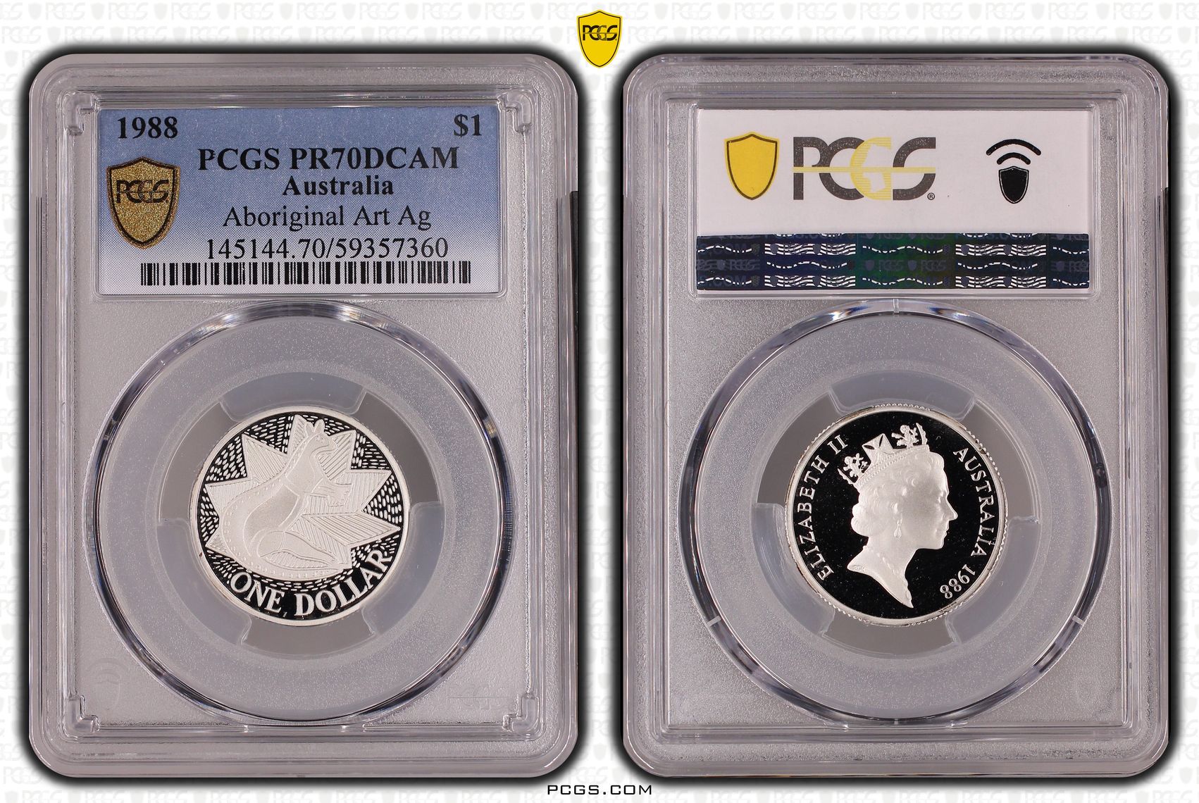 Elizabeth II, Aboriginal Art Silver, One Dollar, 1988, PCGS PR70DCAM