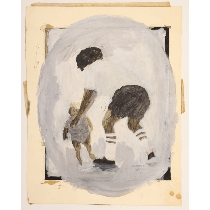 William Cumming ''Mother and Child'' 1964 Tempera on Paper 22''x17''