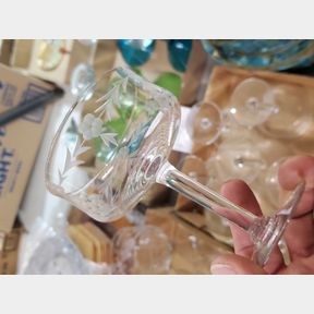 11 Cut glass Stemware and 3 odd ball wine glasses