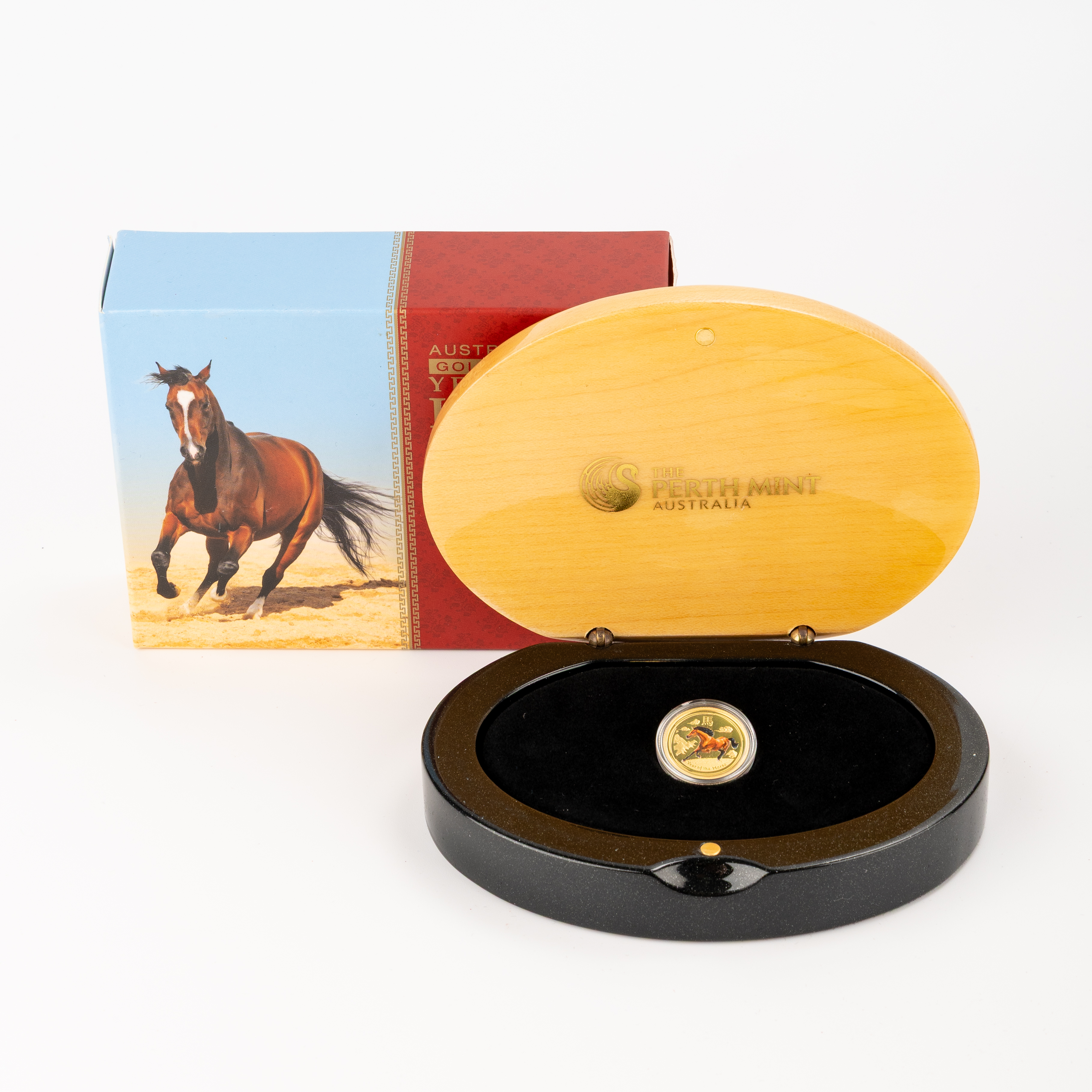 35 · Year of the Horse Coloured 1/10oz Gold Proof Coin, Fifteen Dollars, 2014