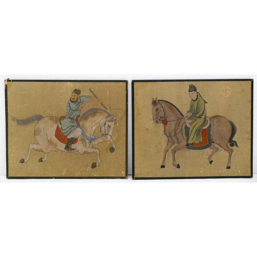 2pc Antique Japanese Paintings on Silk.