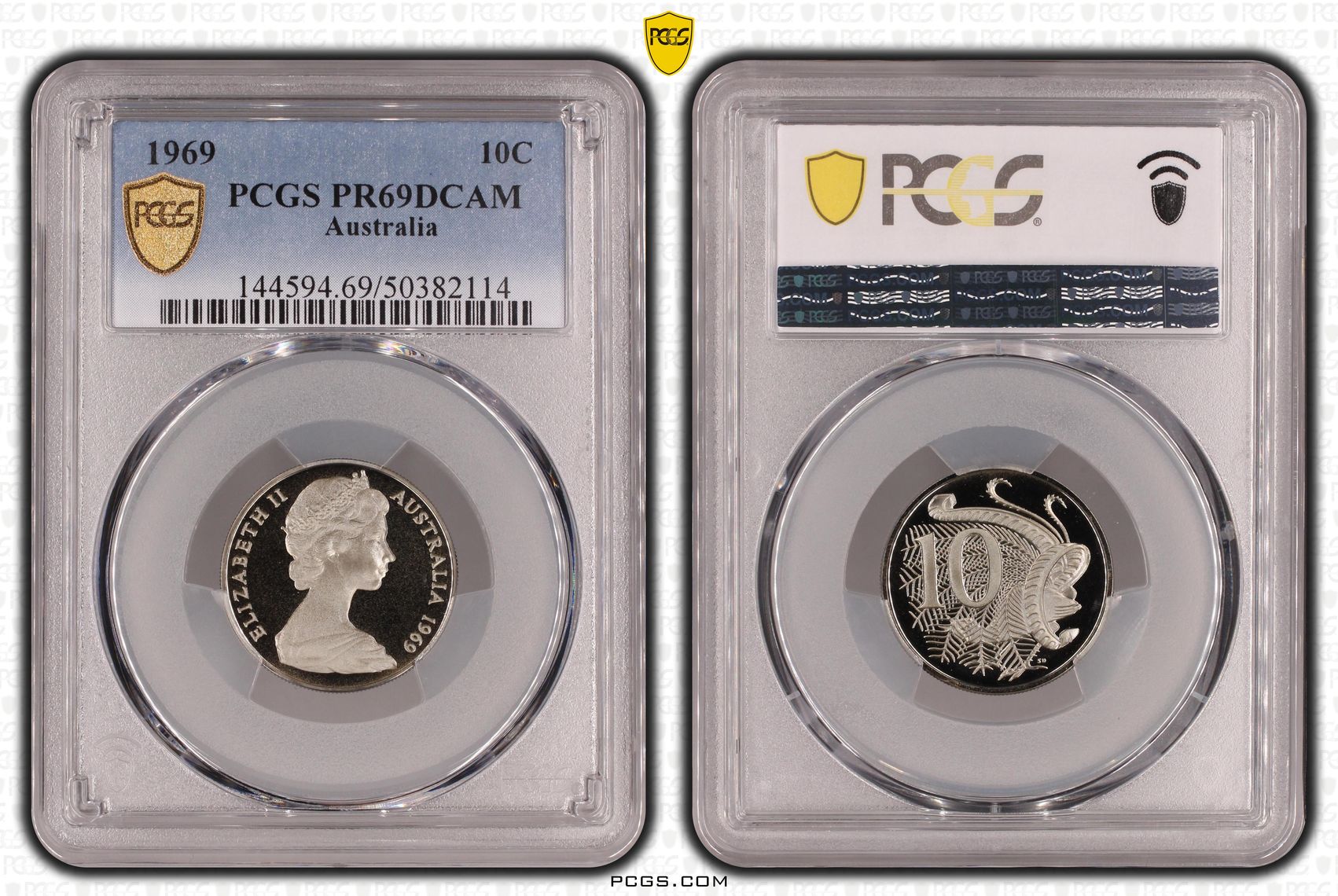 , Ten Cent, 1969, Pcgs Pr69dcam