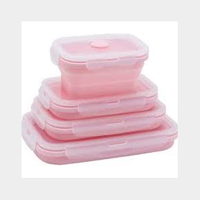 Collapsible Silicone Lunch Boxes Set of Four Pink |