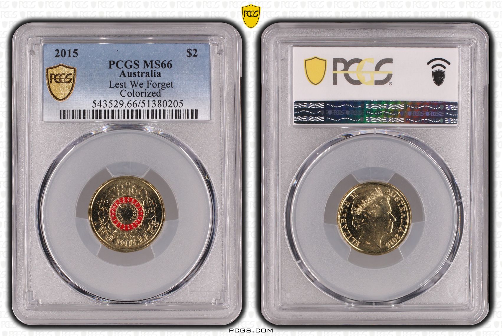 Lest We Forget Colorized, Two Dollar, 2015, PCGS MS66
