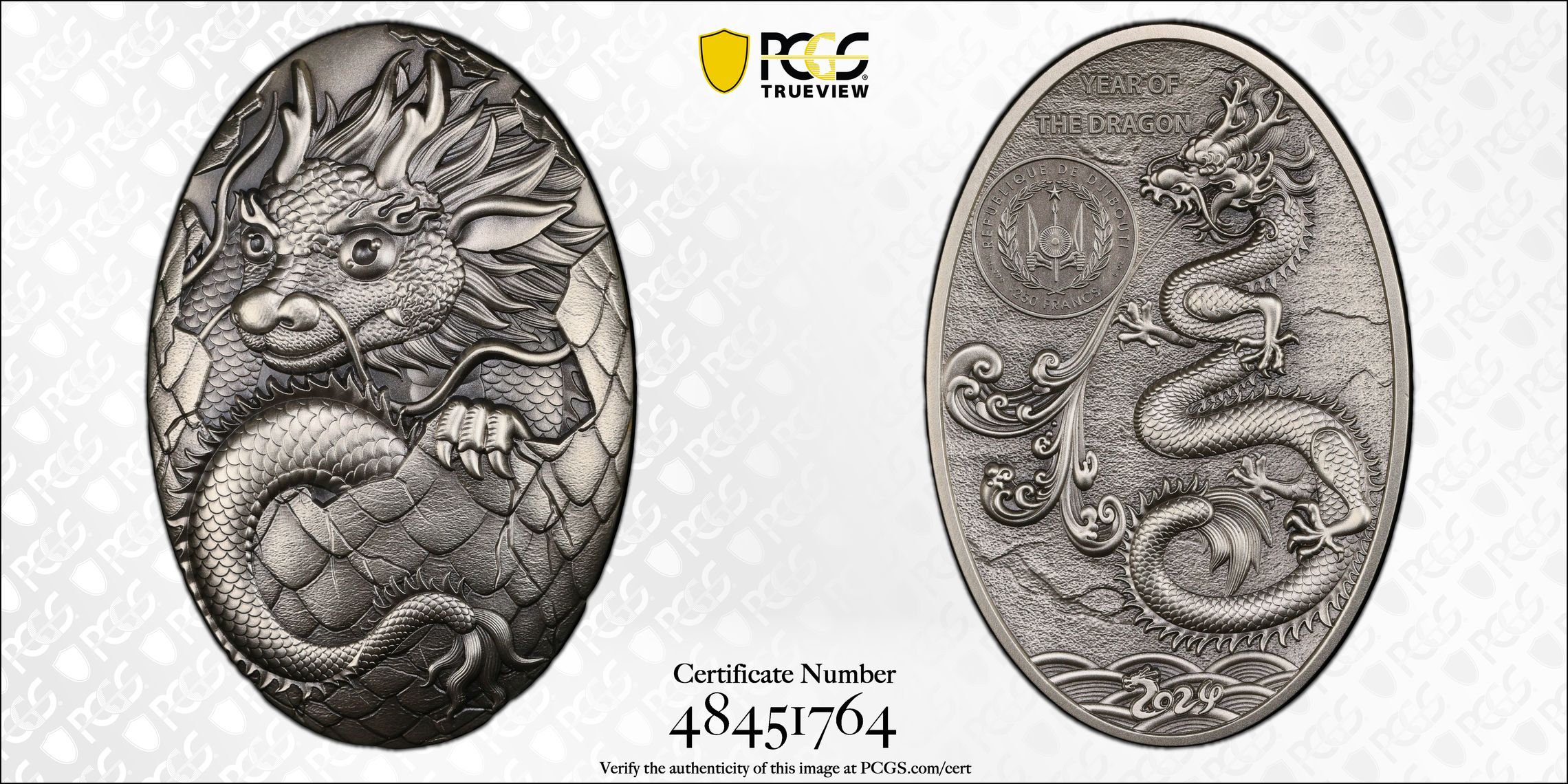 Djibouti, Year of the Dragon POP 1/0, Two Hundred Francs, 2024, PCGS SP70