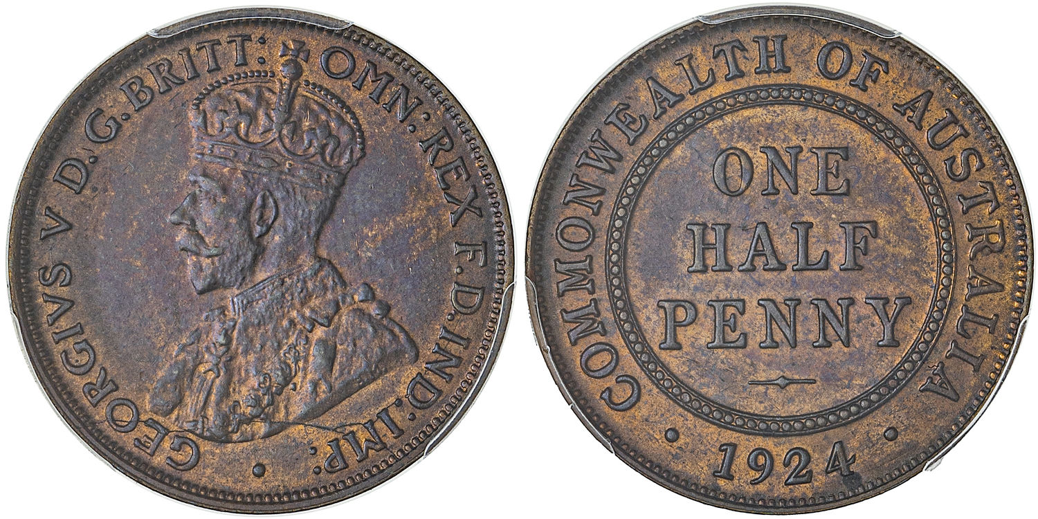 George V, Halfpenny, 1924, PCGS MS64BN
