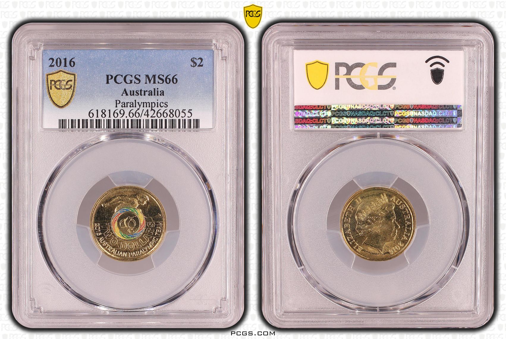 2016 Australia Two Dollar, $2 Paralympics PCGS - MS66 -055