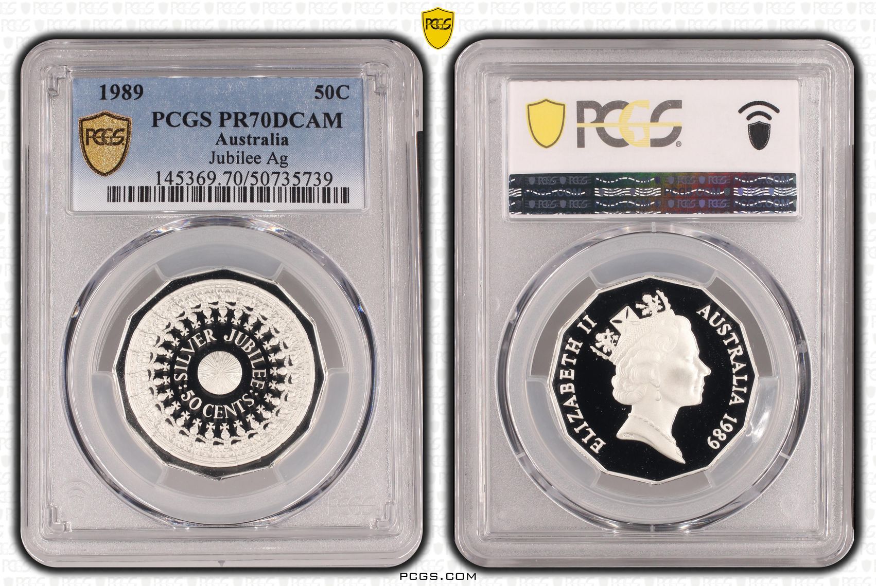 Jubilee Ag, Fifty Cent, 1989, PCGS PR70DCAM