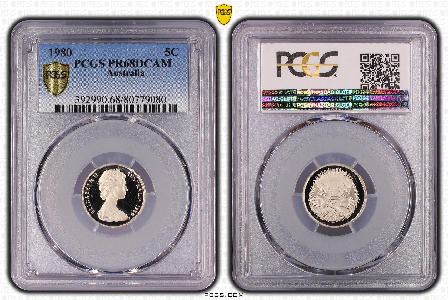Elizabeth II, Five Cent, 1980, PCGS PR68DCAM