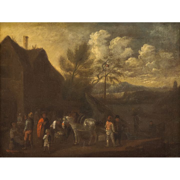 Adriaen Van de Velde Attr. 17th Cent. Dutch Scene Oil