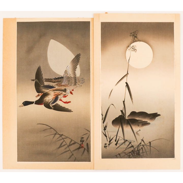 2pc Ohara Koson Japanese Woodblock Prints