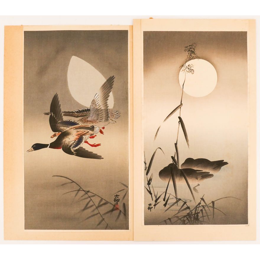 2pc Ohara Koson Japanese Woodblock Prints