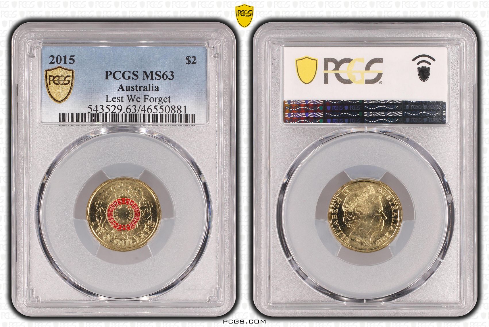 Lest We Forget, Two Dollar, 2015, PCGS MS63