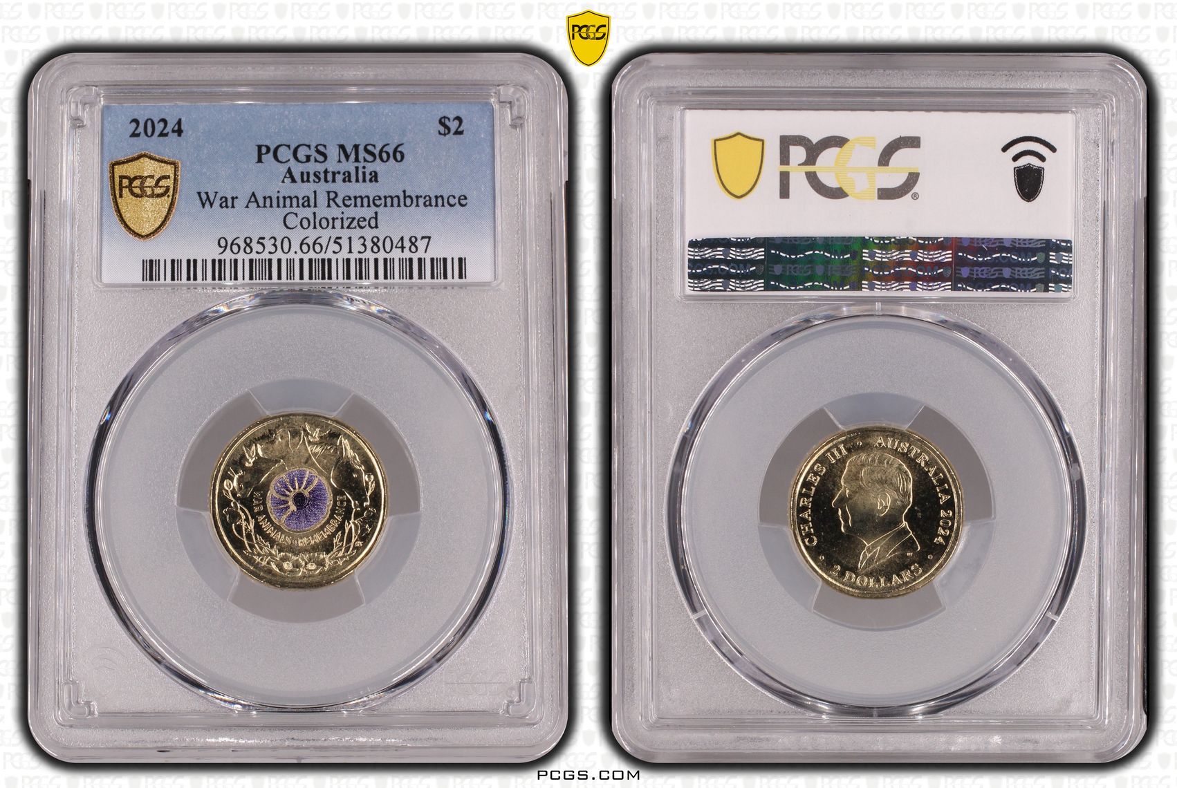 War Animal Remembrance Colorized, Two Dollar, 2024, PCGS MS66