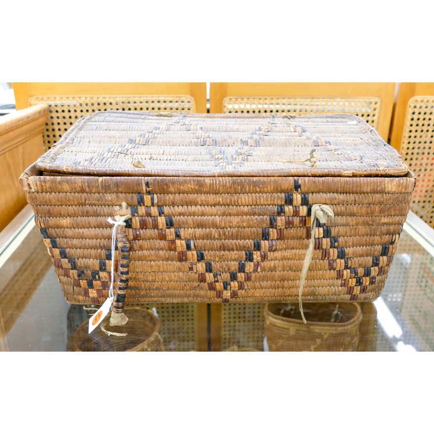 Antique Fraser River Covered Indian Storage Basket 17''