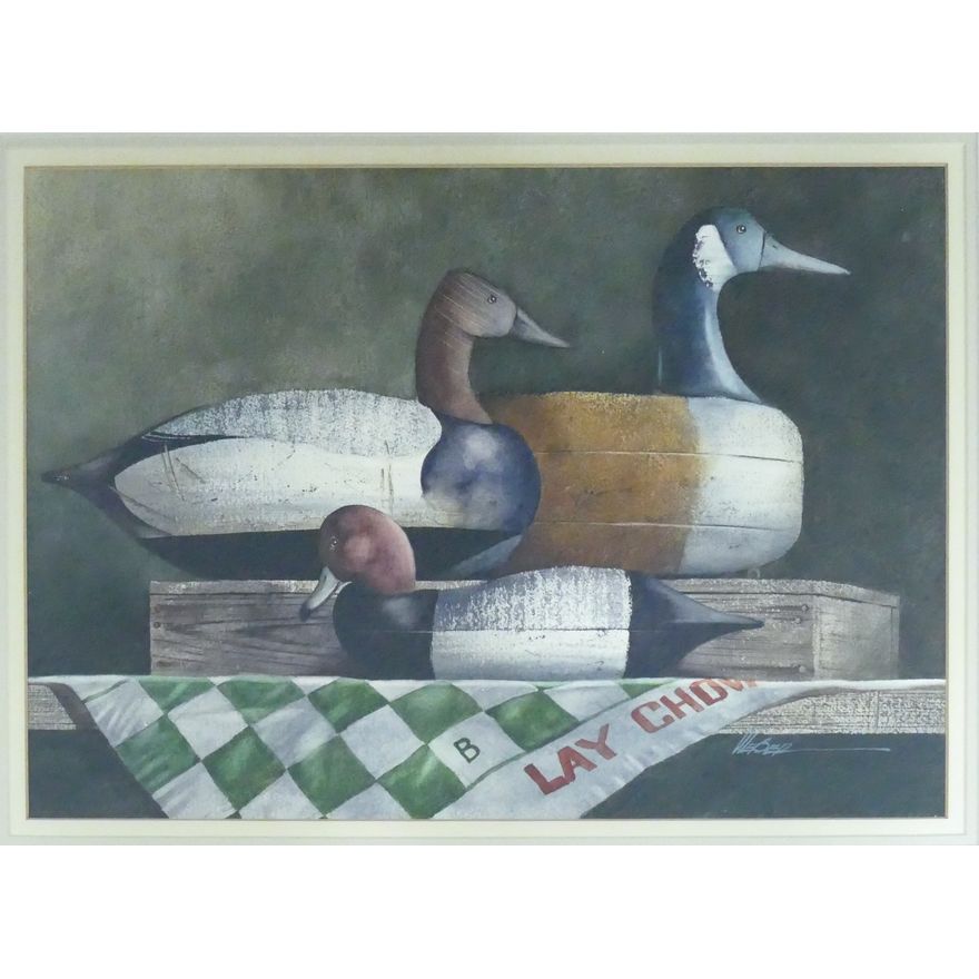 Michael Weber (b.1941 Ohio) ''Still Life with Three Decoys'' 1982 Watercolor