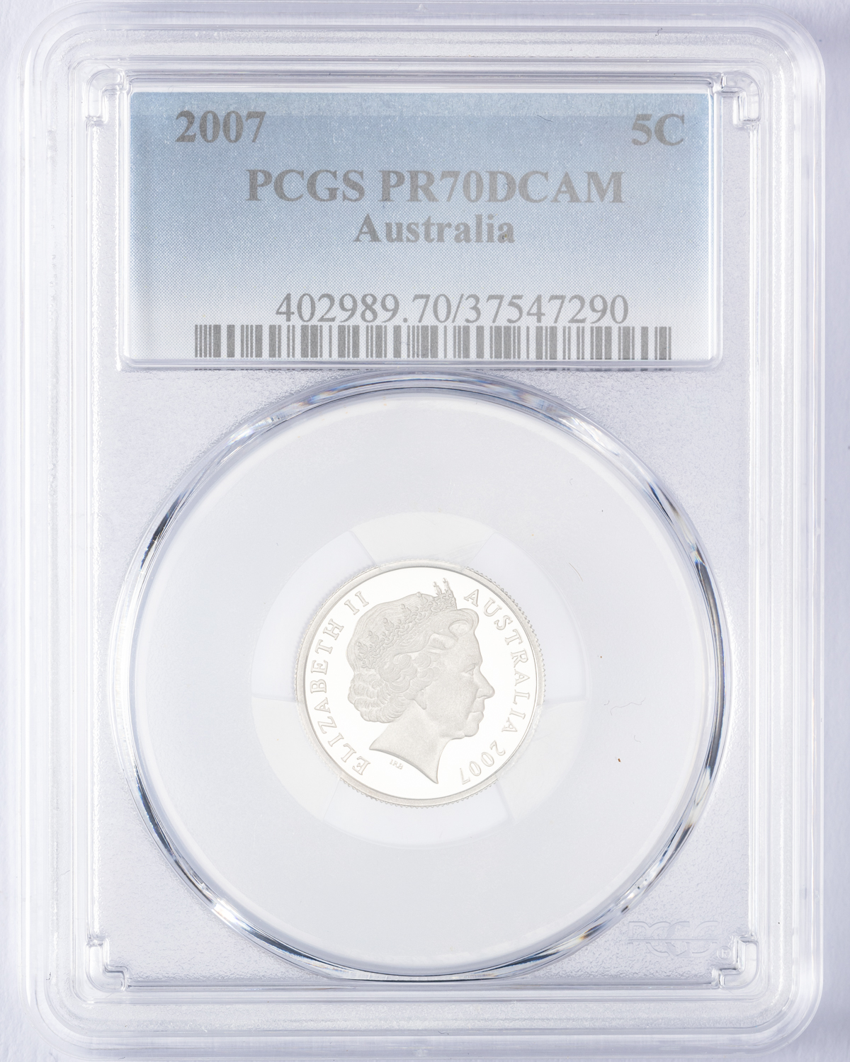 Elizabeth II, Five Cent, 2007, PCGS PR70DCAM