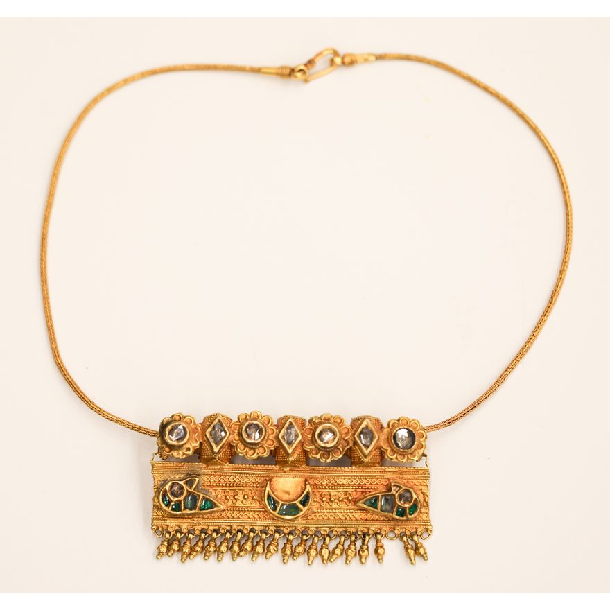 Indian 22k Polki Diamond Slide Pendant Necklace