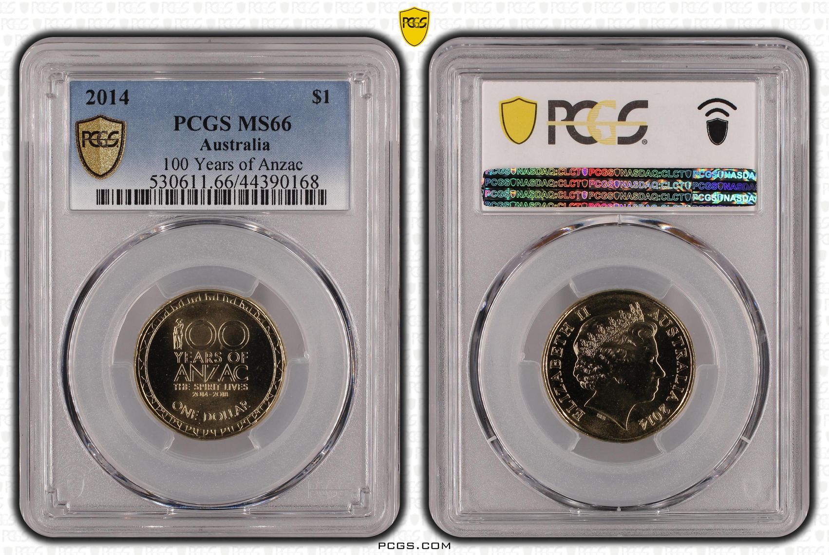 100 Years of Anzac, One Dollar, 2014, PCGS MS66
