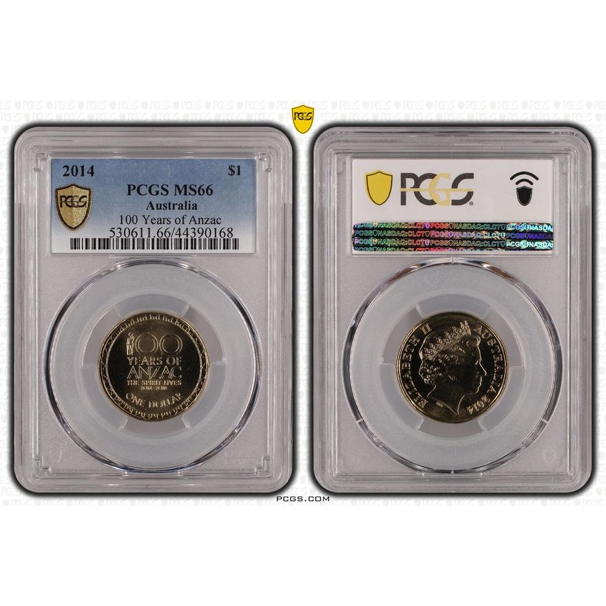 100 Years of Anzac, One Dollar, 2014, PCGS MS66