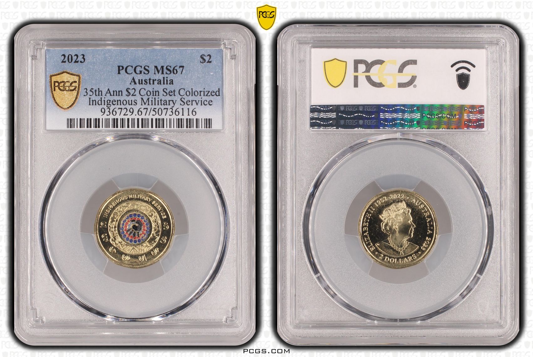 35th Ann $2 Coin Set Colorized - Indigenous Military Service, Two Dollar, 2023, PCGS MS67