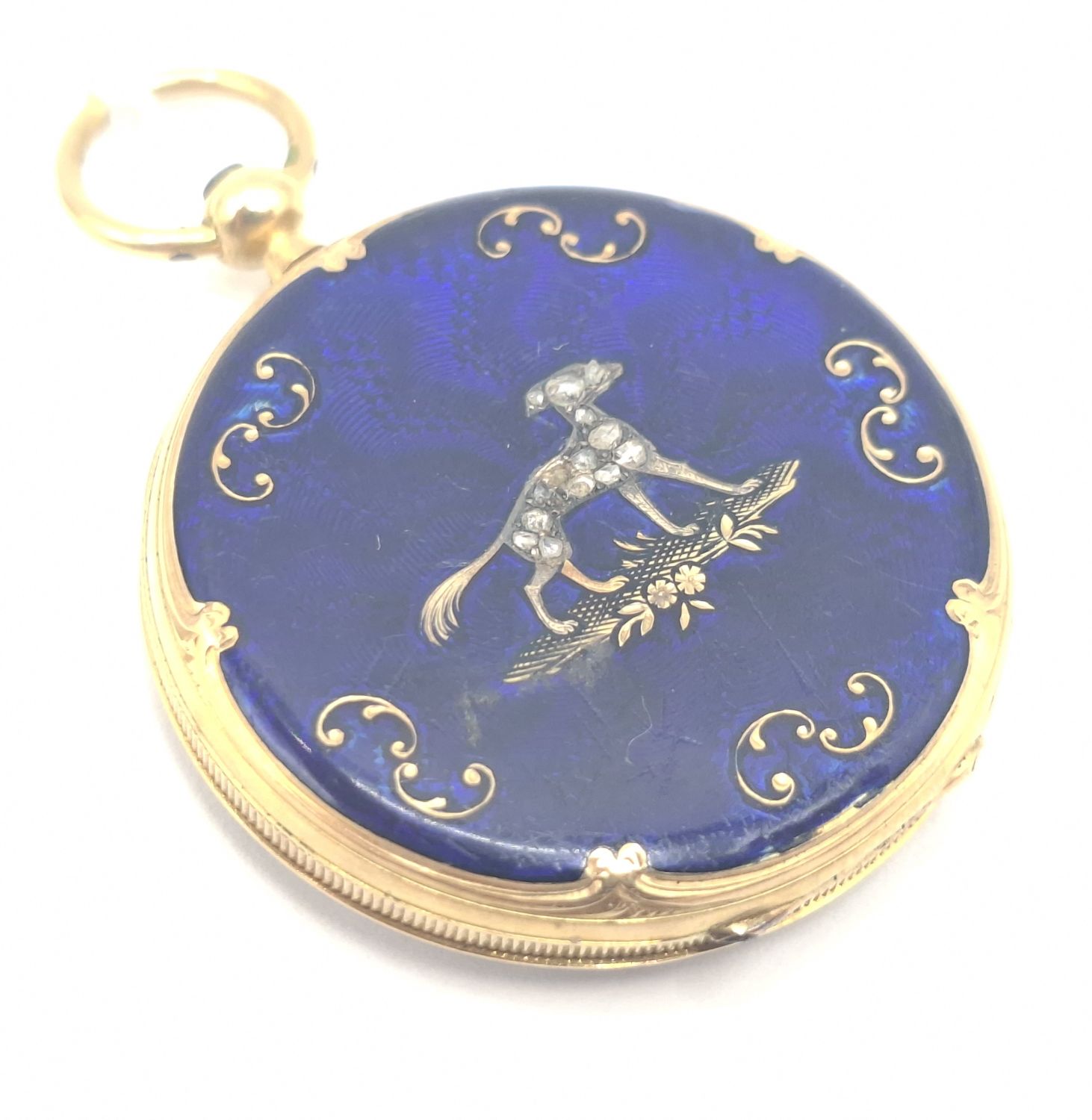 15CT GOLD ENAMEL POCKET WATCH