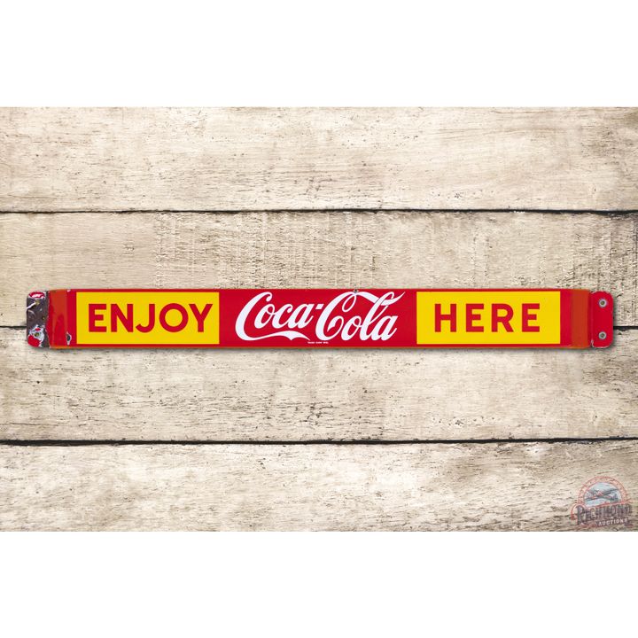 Enjoy Coca-Cola Here Porcelain Door Push Sign TAC 8.75