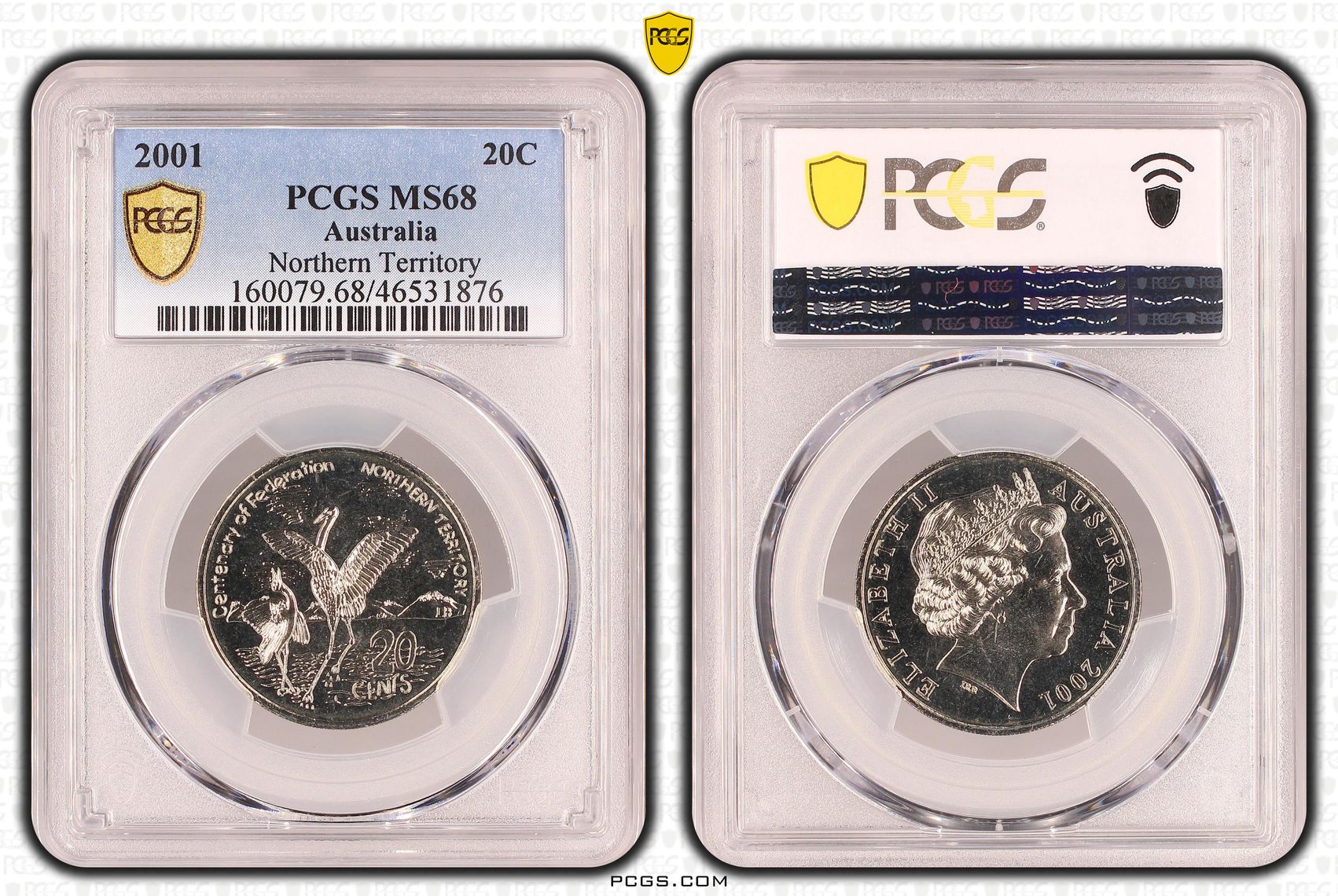 Northern Territory, Twenty Cent, 2001, PCGS MS68