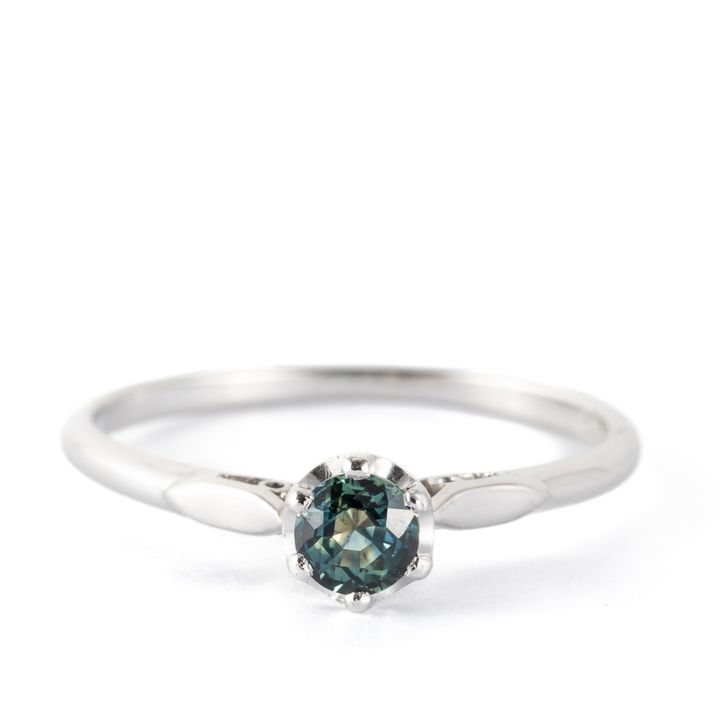 0.48 Carat Teal Sapphire Ring