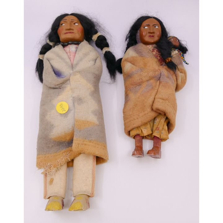 2pc Old Skookum Indian Dolls- 10 to 13''