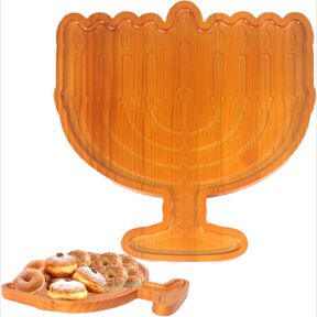 LARGE LARGE HANUKKAH PLATE, HANUKKAH DECORATIONS, CHANUKAH PARTY SUPPLIES, CANDLESTICK SHAPE WOODEN CHARCUTERIE BOARD, HANUKKAH SE