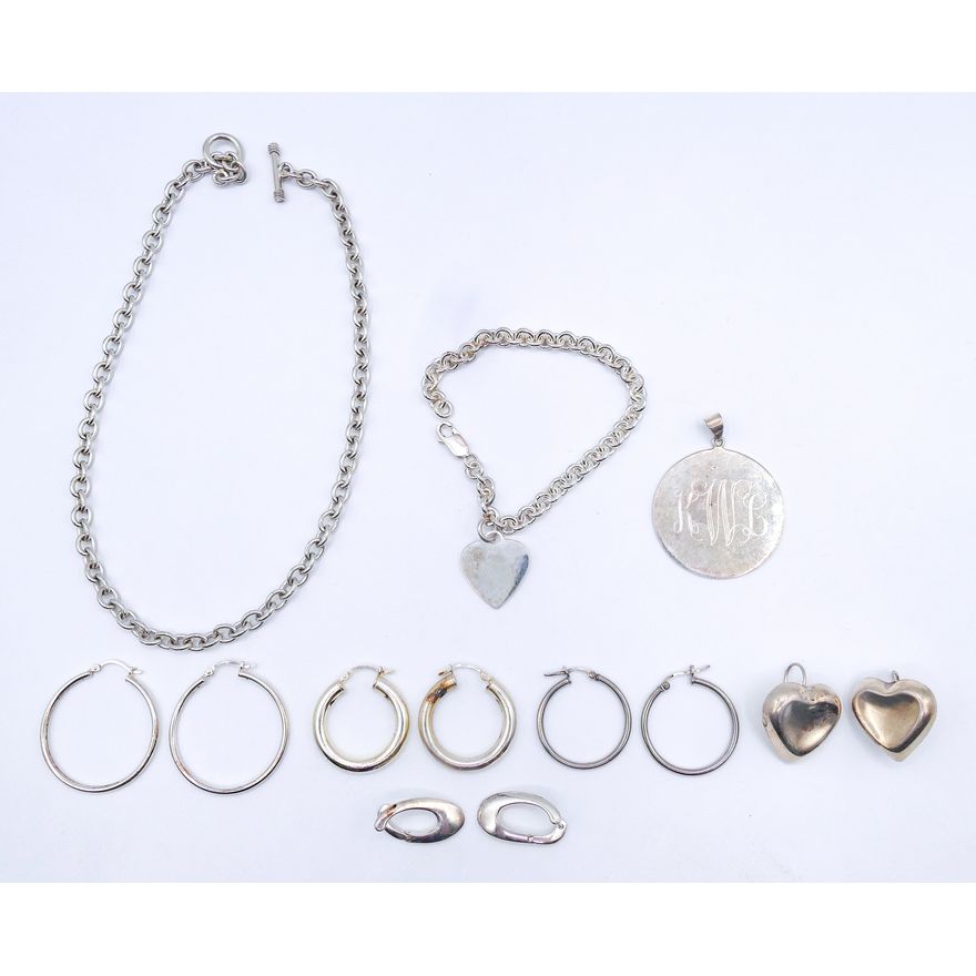 Box Sterling Toggle Jewelry & Earrings - 88 Grams TW