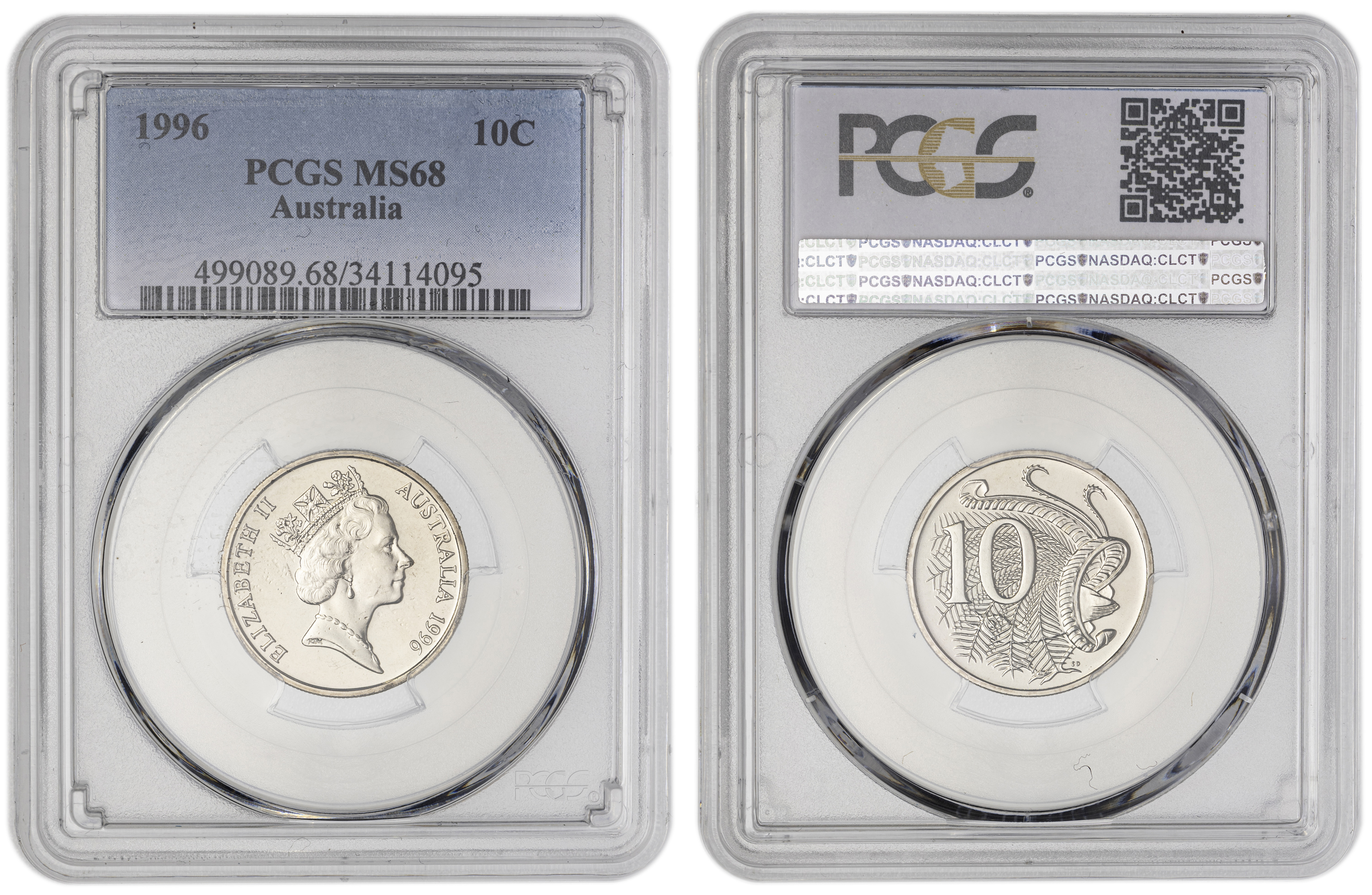 , Ten Cent, 1996, PCGS MS68