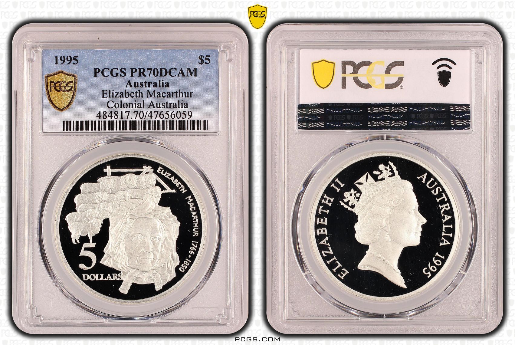 Elizabeth II, Elizabeth MacArthur - Colonial Australia, Pop 12/0, Five Dollar, 1995, PCGS PR70DCAM