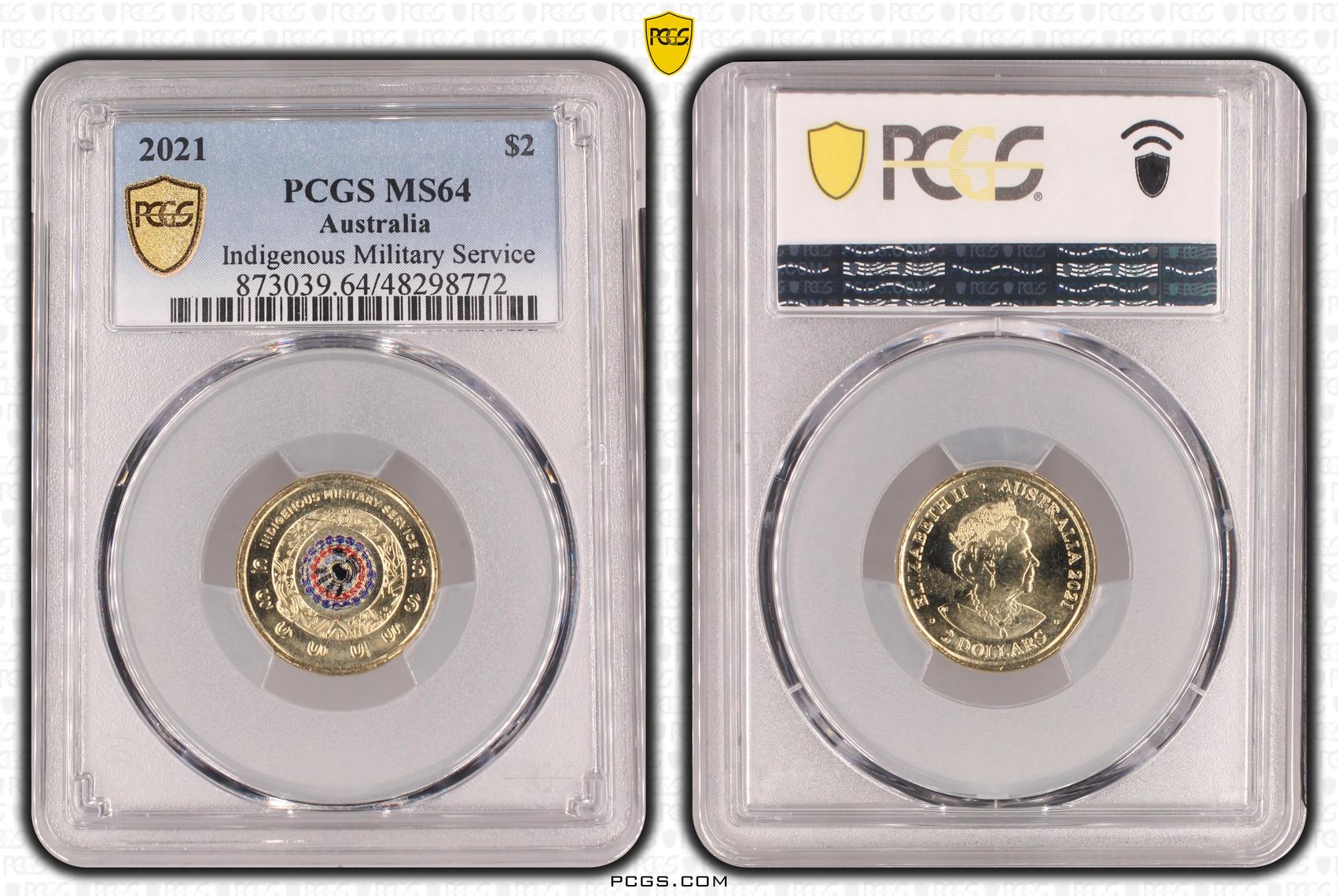 Indigenous Military Service Colourised, Two Dollar, 2021, PCGS MS64